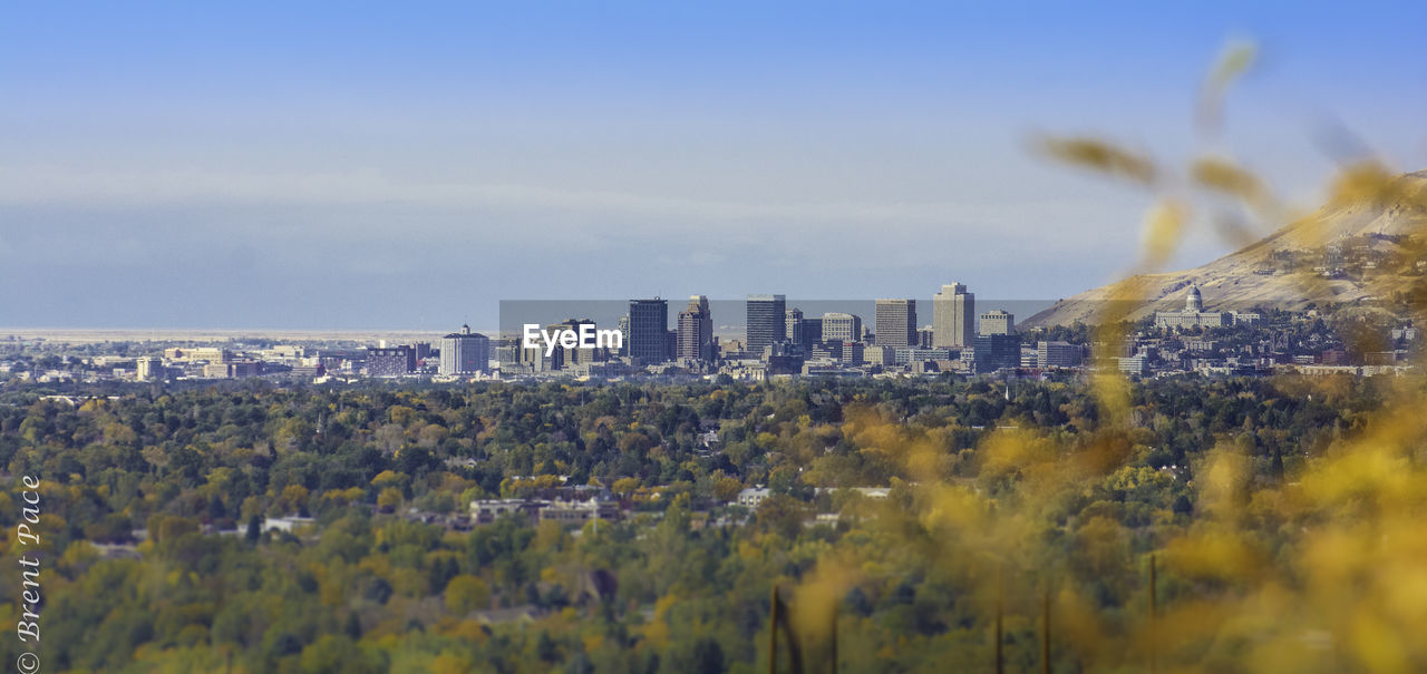 Panoramic view of cityscape against sky