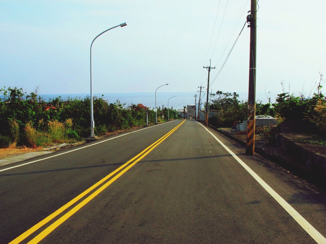 Road amidst trees against clear sky