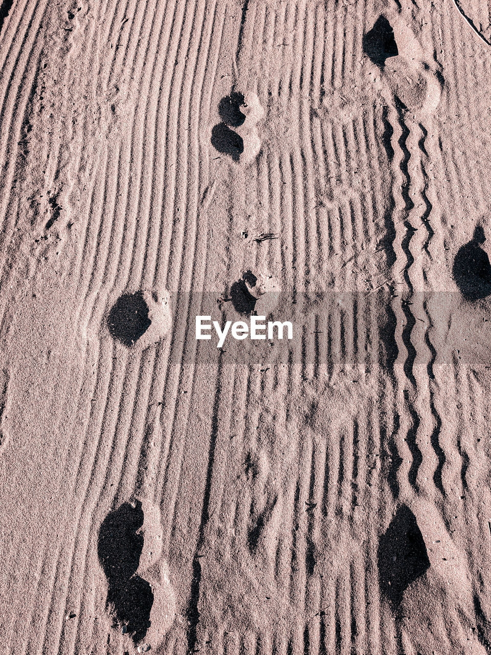 FULL FRAME SHOT OF FOOTPRINTS ON SAND