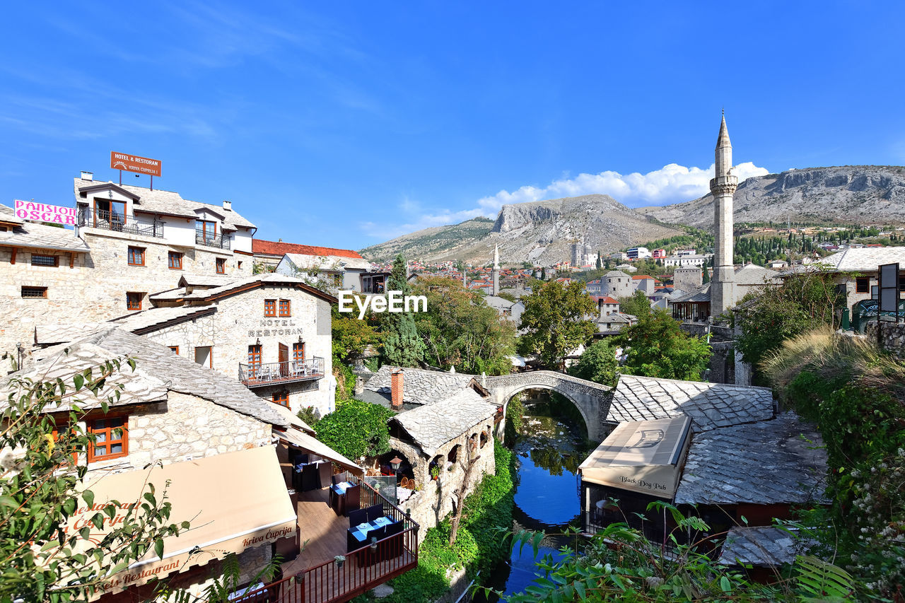 High angle view of townscape against sky