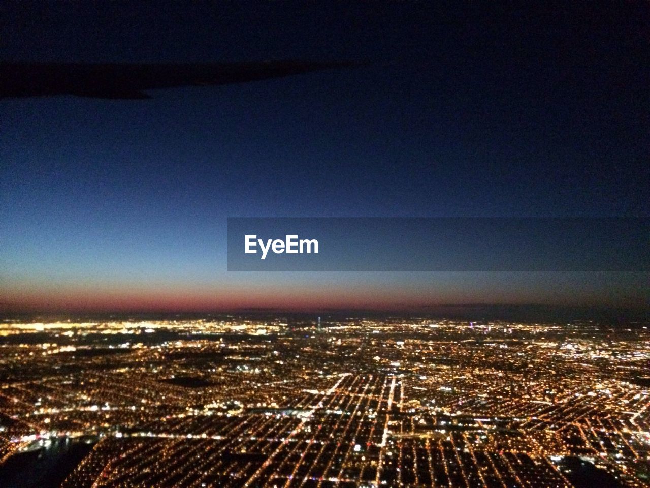 High angle view of airport at night