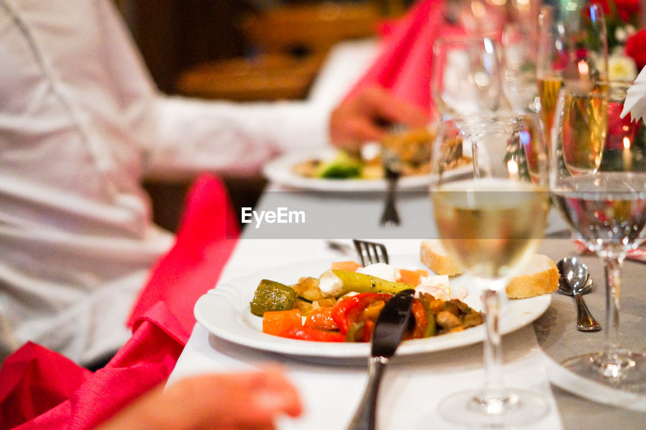 Food served on table in restaurant