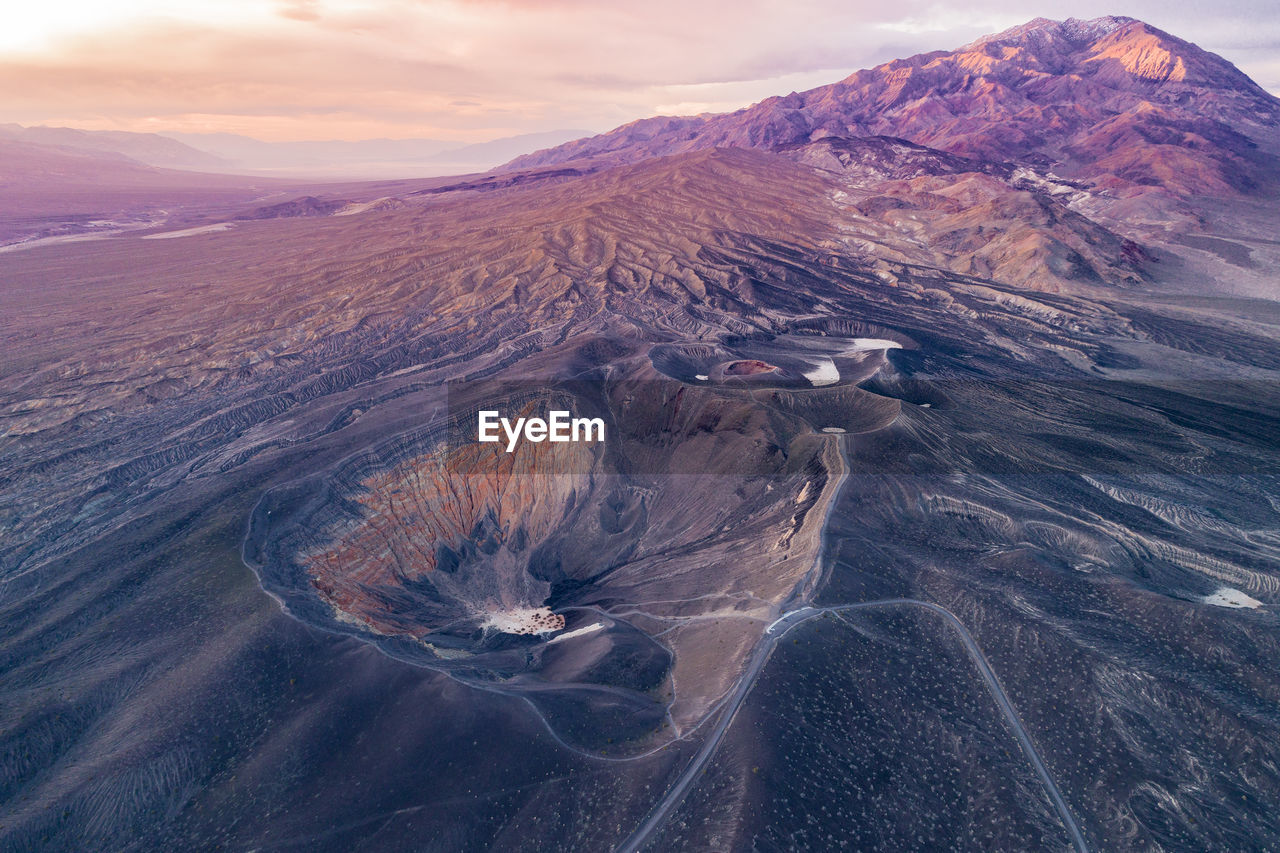 Sunrise in ubehebe crater. death valley, california. beautiful morning colors