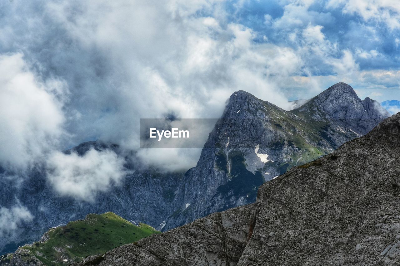 Scenic view of mountains against sky