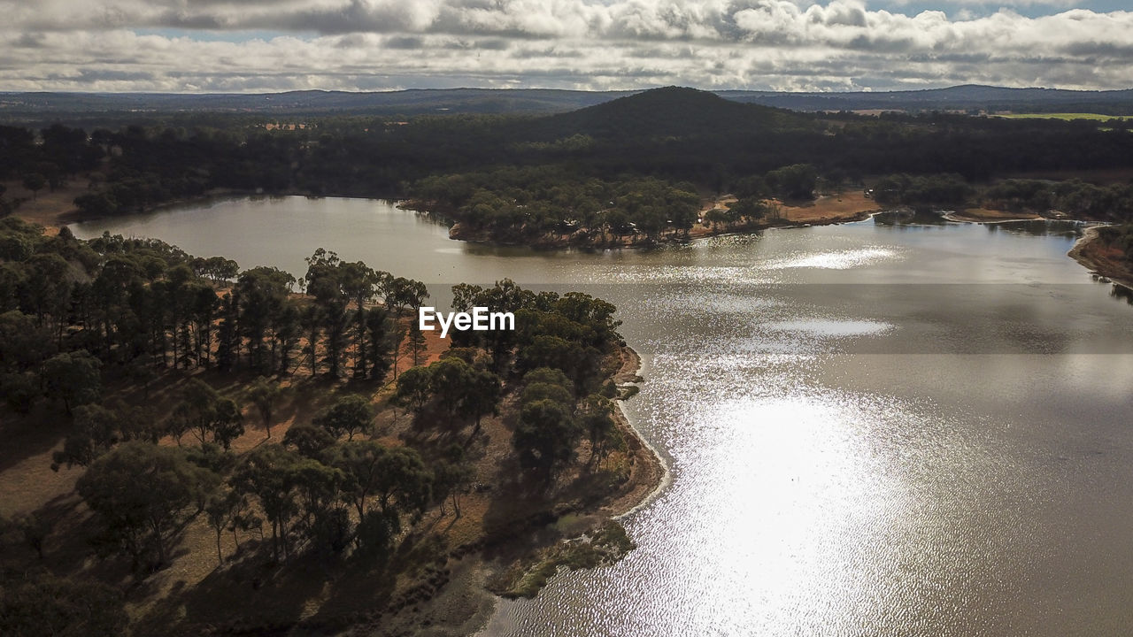 High angle view of river against sky