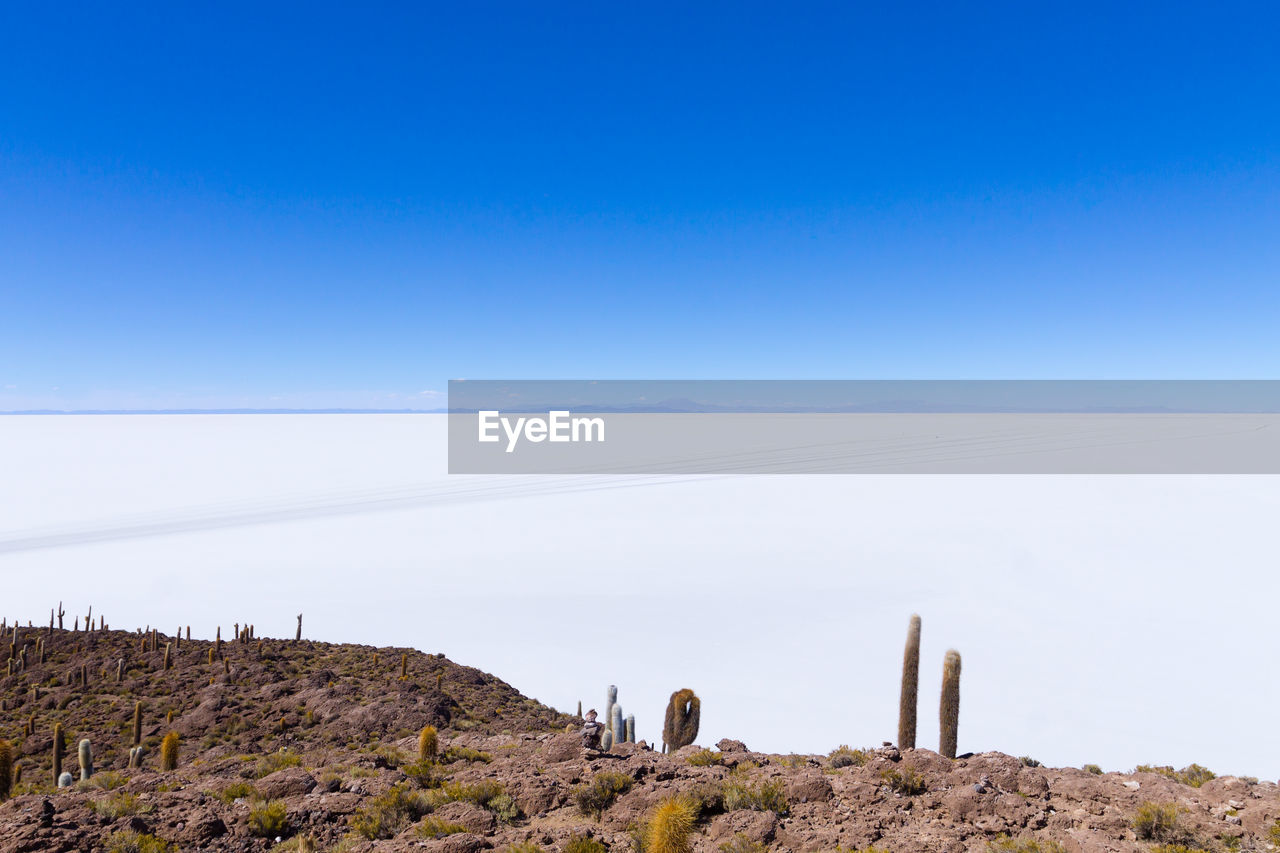 scenic view of sea against blue sky