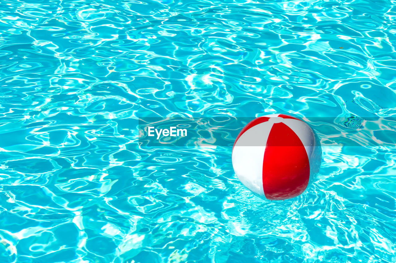 High angle view of sports ball over swimming pool
