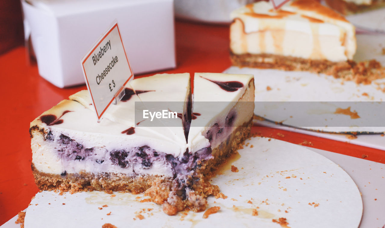 Blueberry cheesecake at store for sale