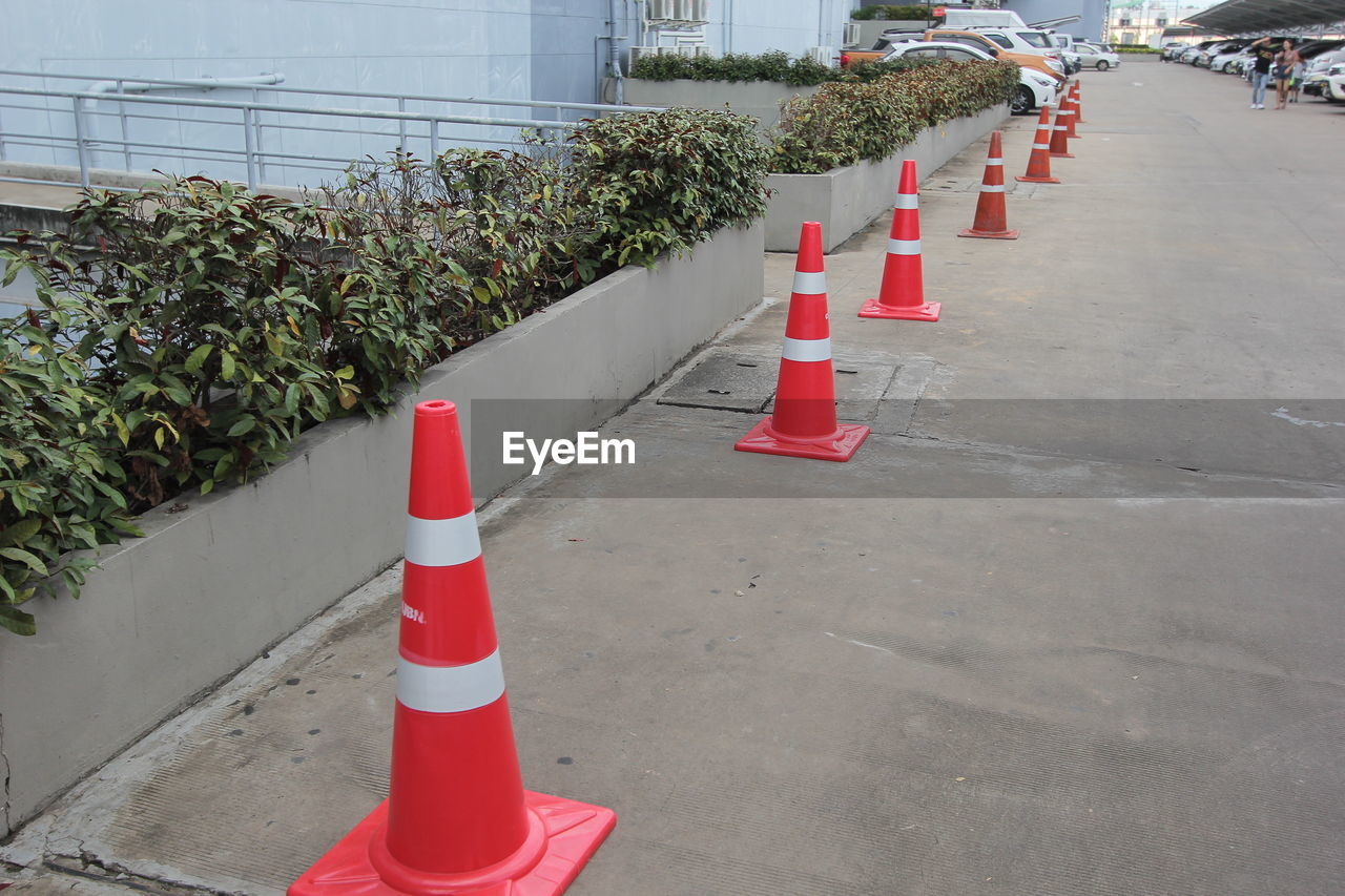 Traffic cones on footpath