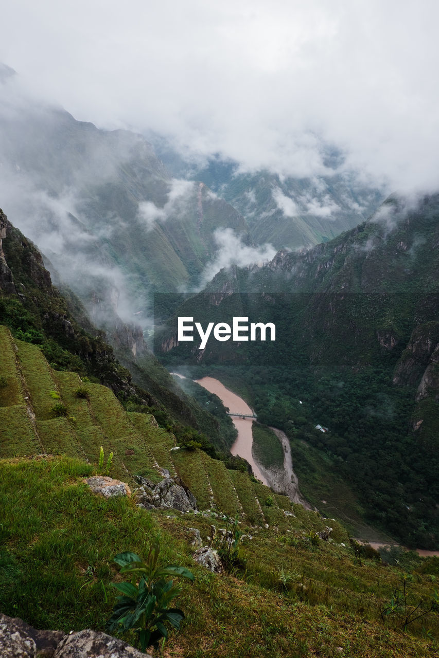 View from machu picchu into the valley