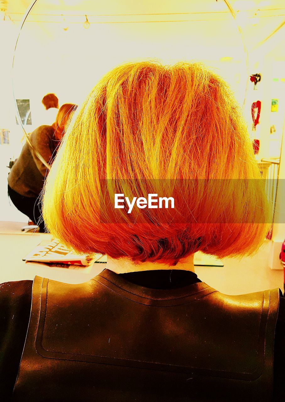 blond hair, rear view, real people, indoors, one person, close-up, day, people