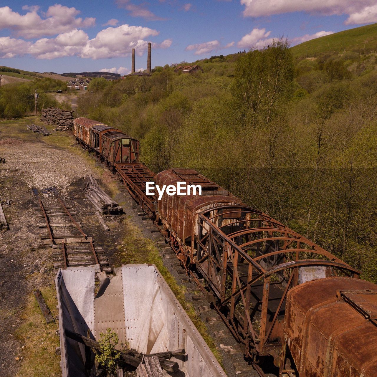 ABANDONED TRAIN ON LANDSCAPE