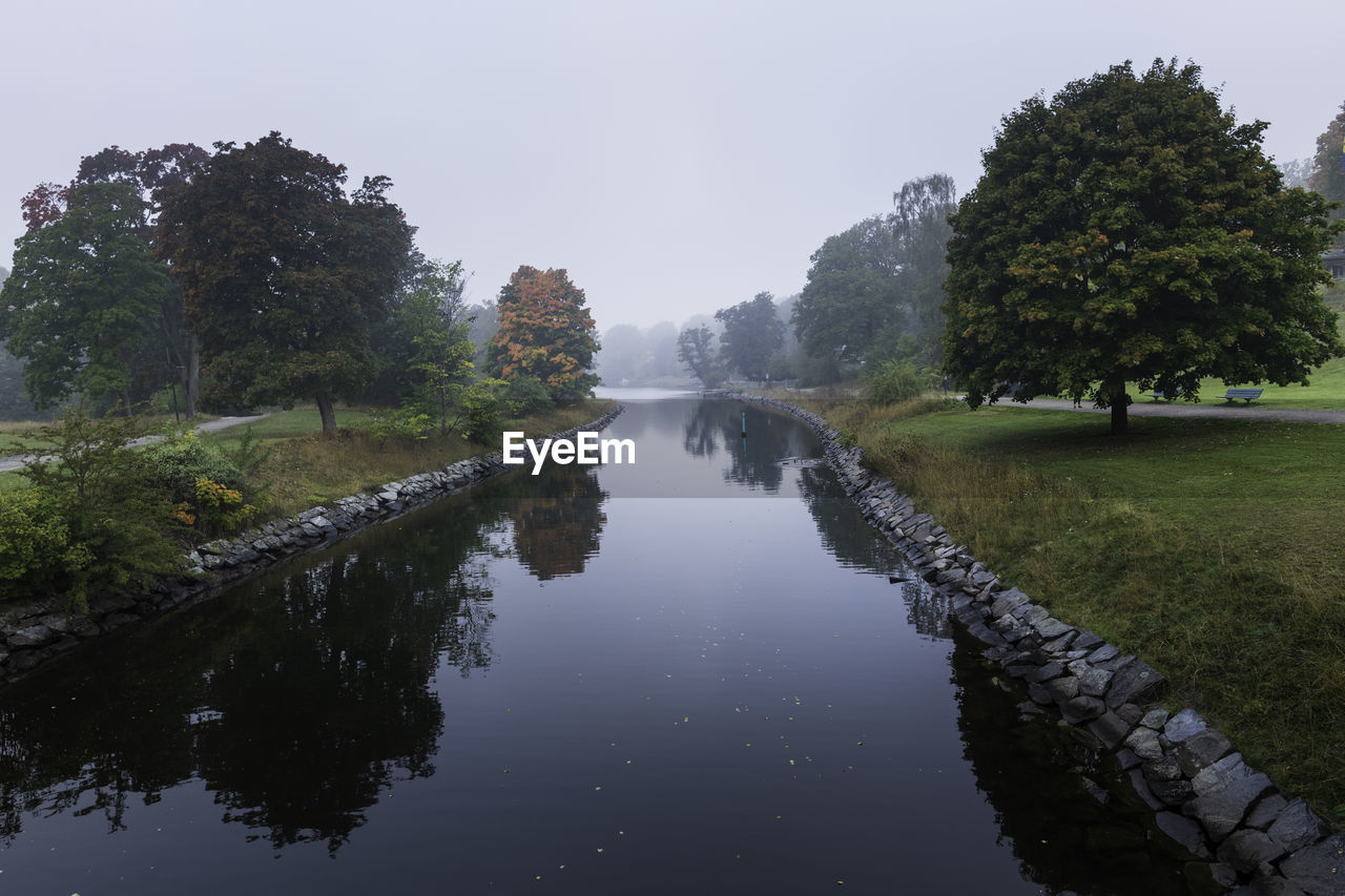 Scenic view of lake against clear sky