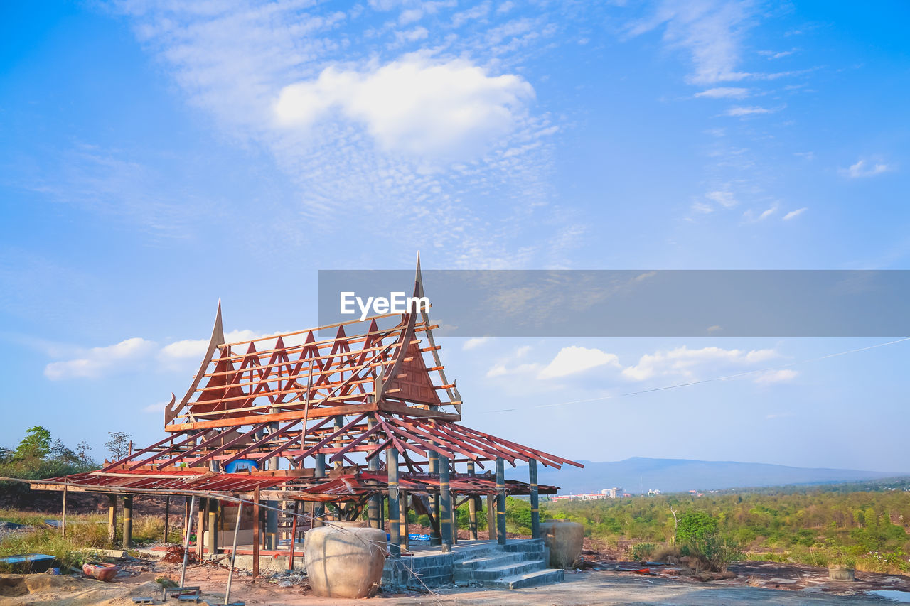 Traditional building against blue sky