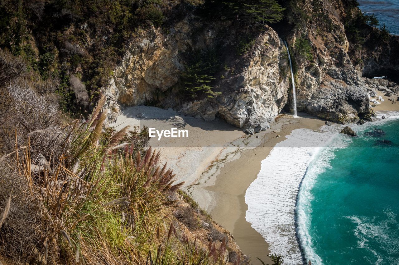 High angle view of beach against sky