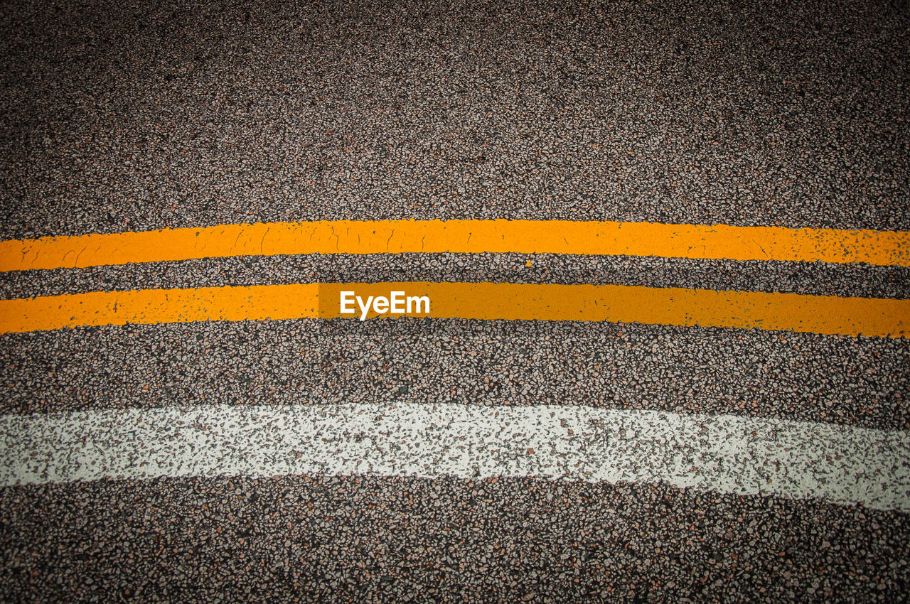 High angle view markings on road