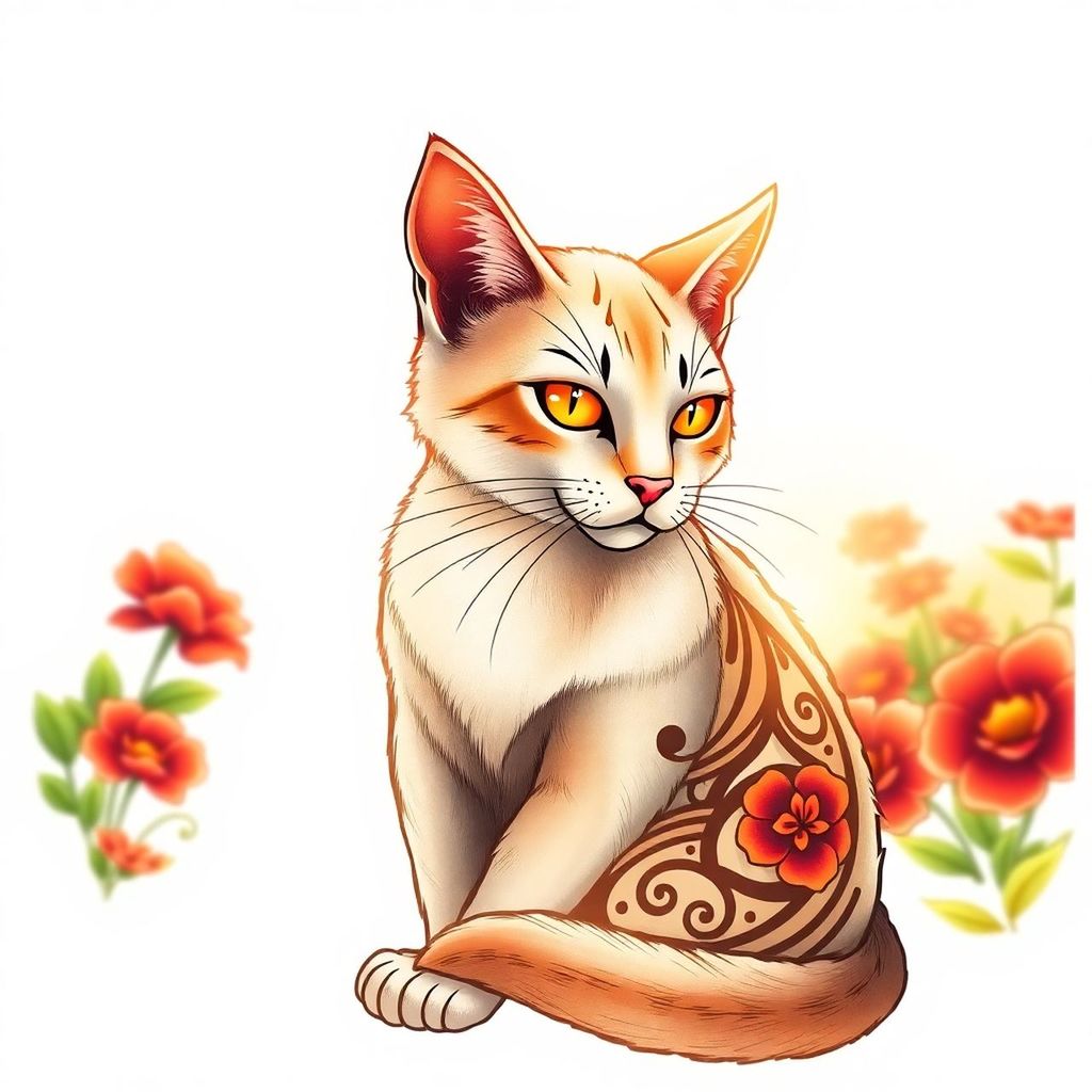 cat, domestic cat, animal, feline, animal themes, pet, mammal, domestic animals, cartoon, one animal, felidae, cute, carnivore, flower, small to medium-sized cats, young animal, whiskers, orange, flowering plant, animal body part, fun, humor, portrait, plant, food, orange color, no people, cut out, white background
