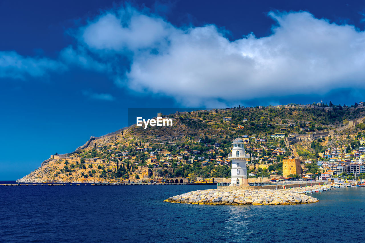 Scenic view of sea against cloudy sky