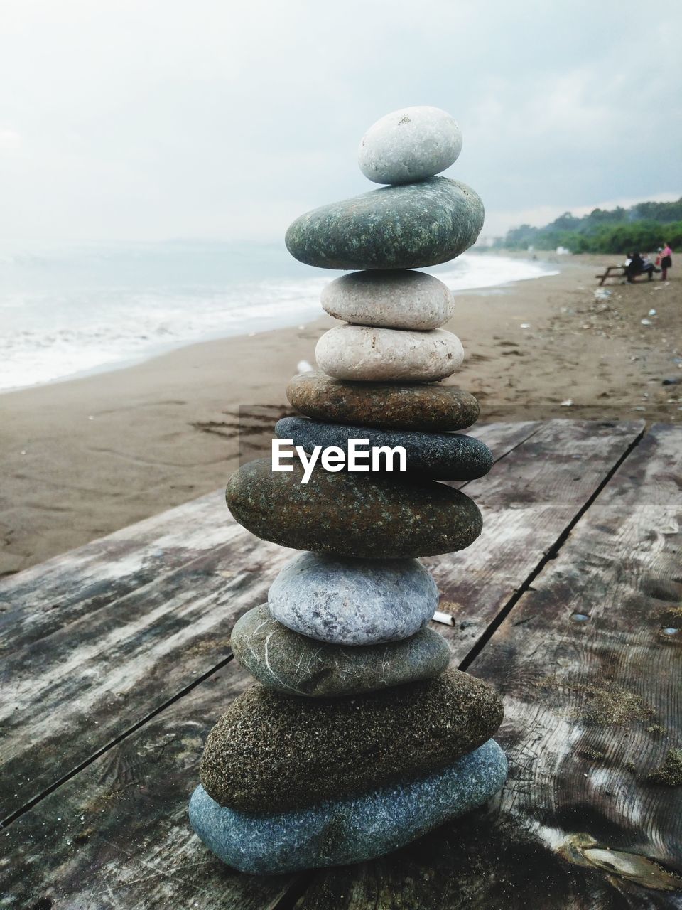 STACK OF STONES ON SHORE