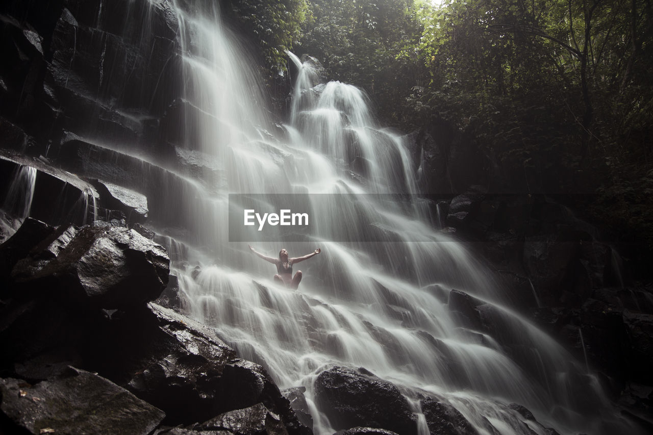 Scenic view of waterfall