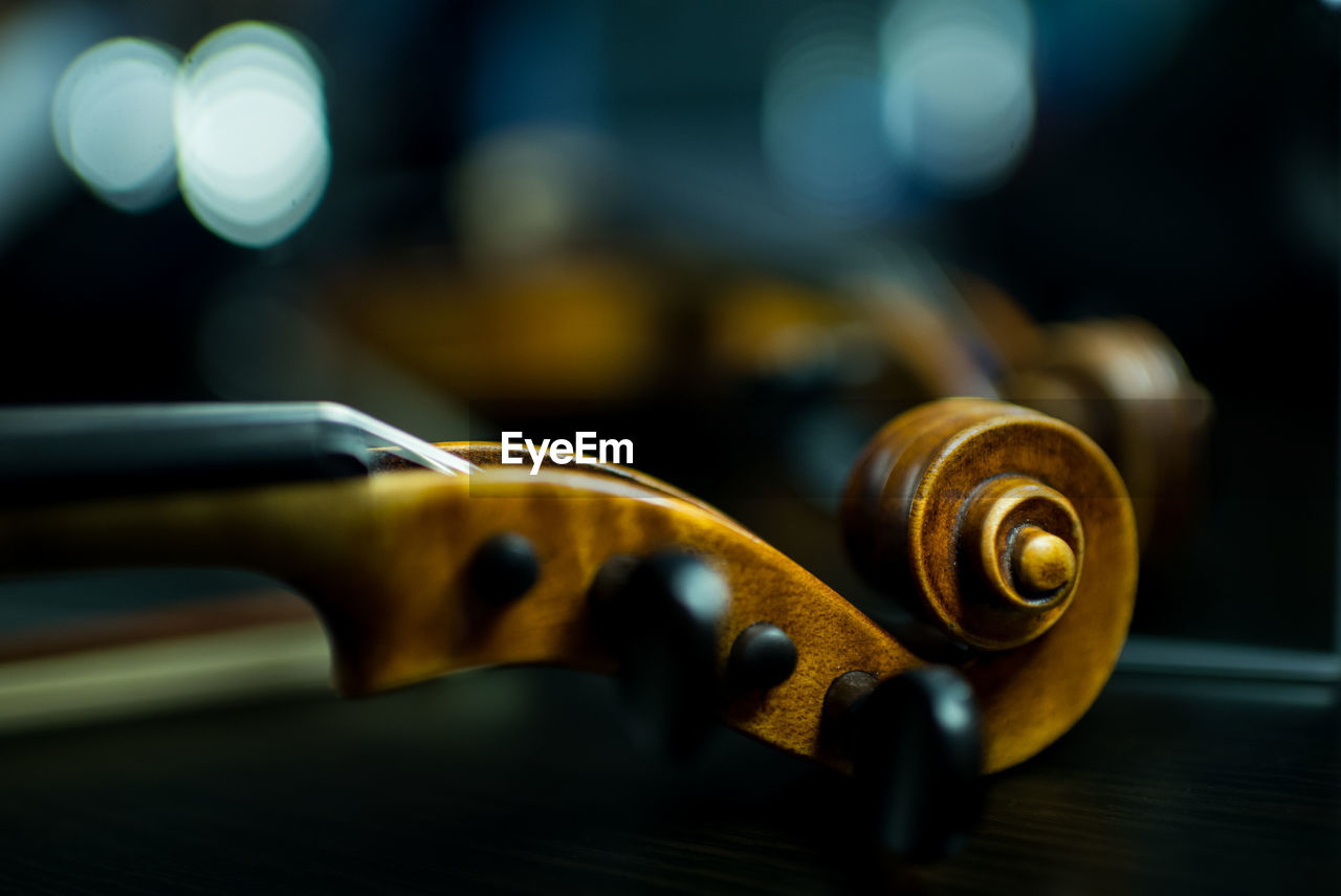Close-up of violin scroll