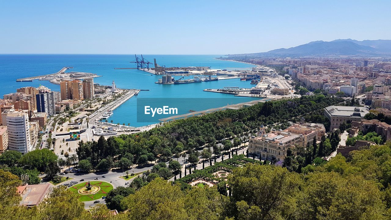 View of the port of malaga from the castillo de gibralfaro