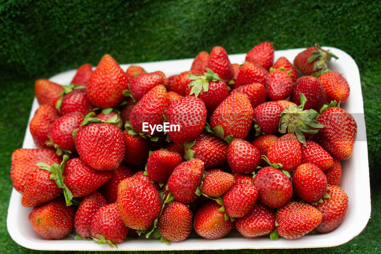 full frame shot of strawberries