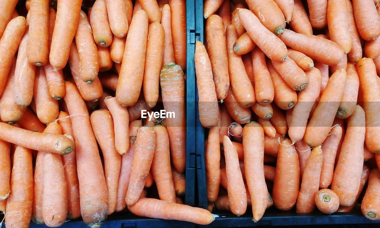 Full frame shot of carrots at market stall