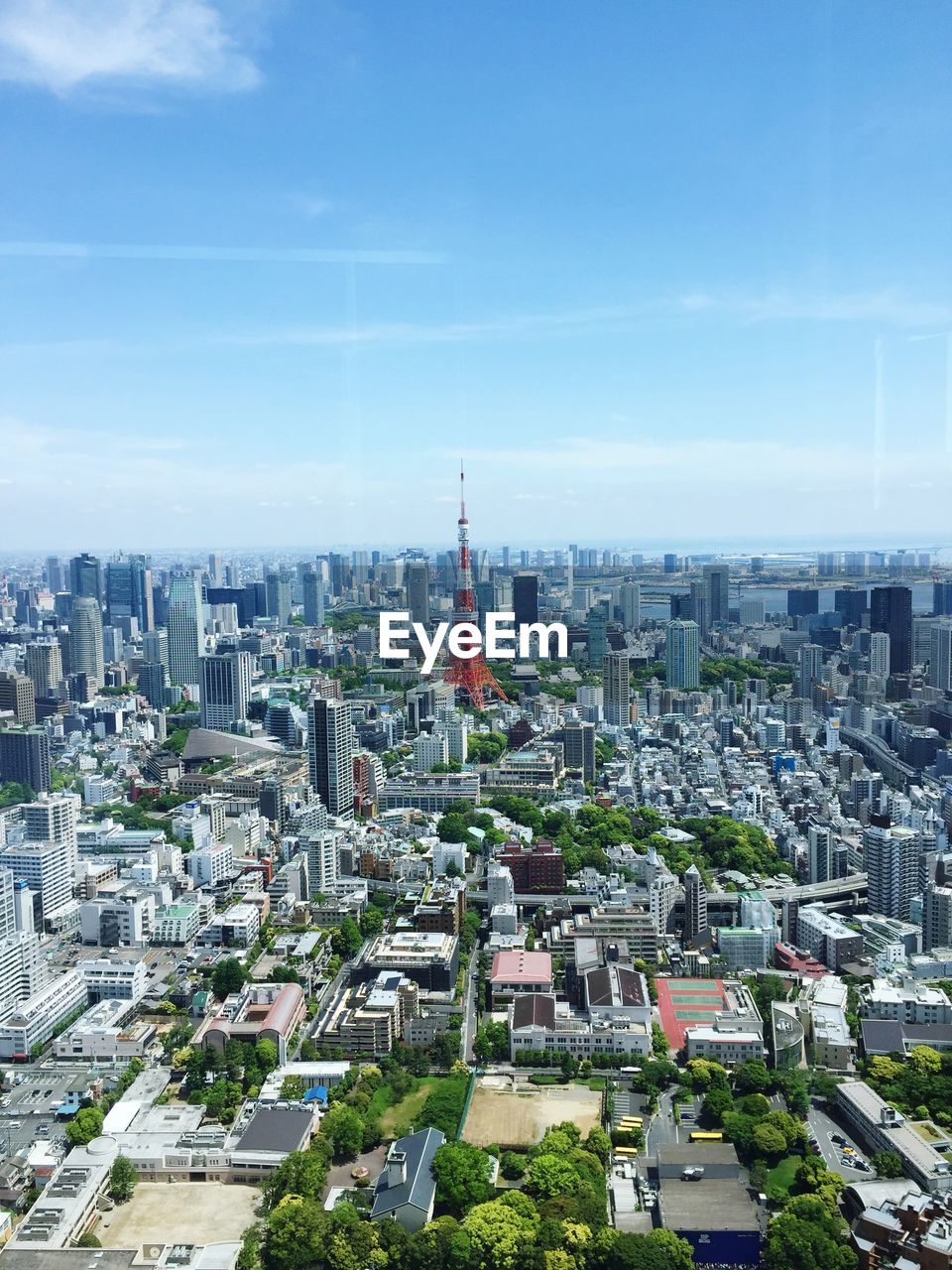 High angle view of city against sky