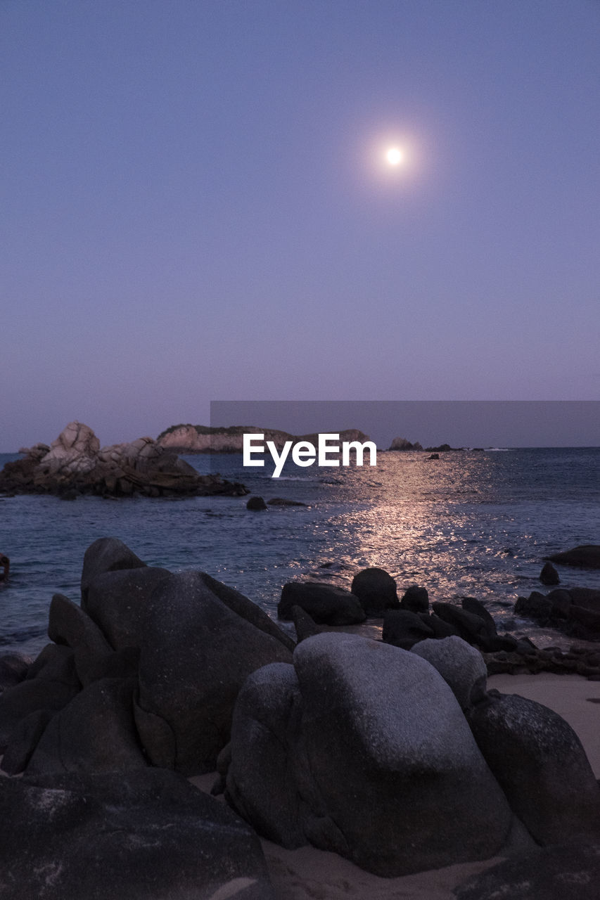 Scenic view of sea against clear sky