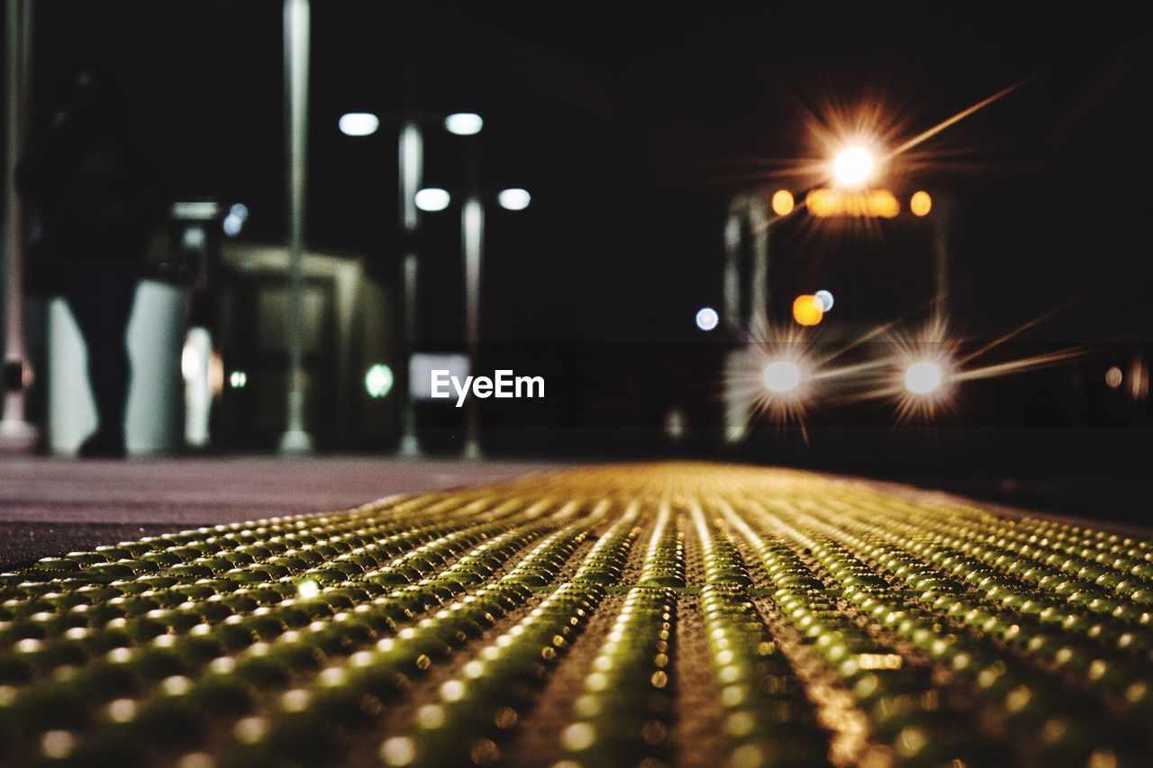 Surface level of footpath at night