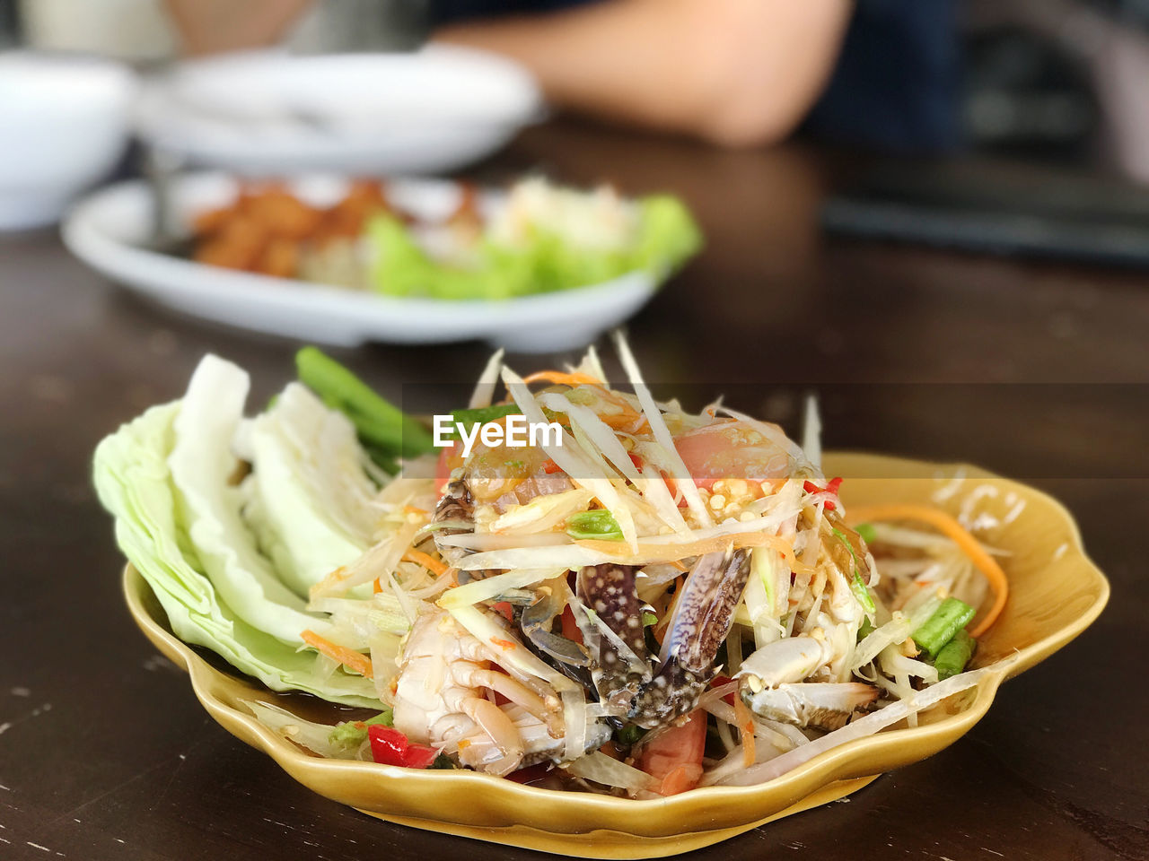 Close-up of food in plate on table