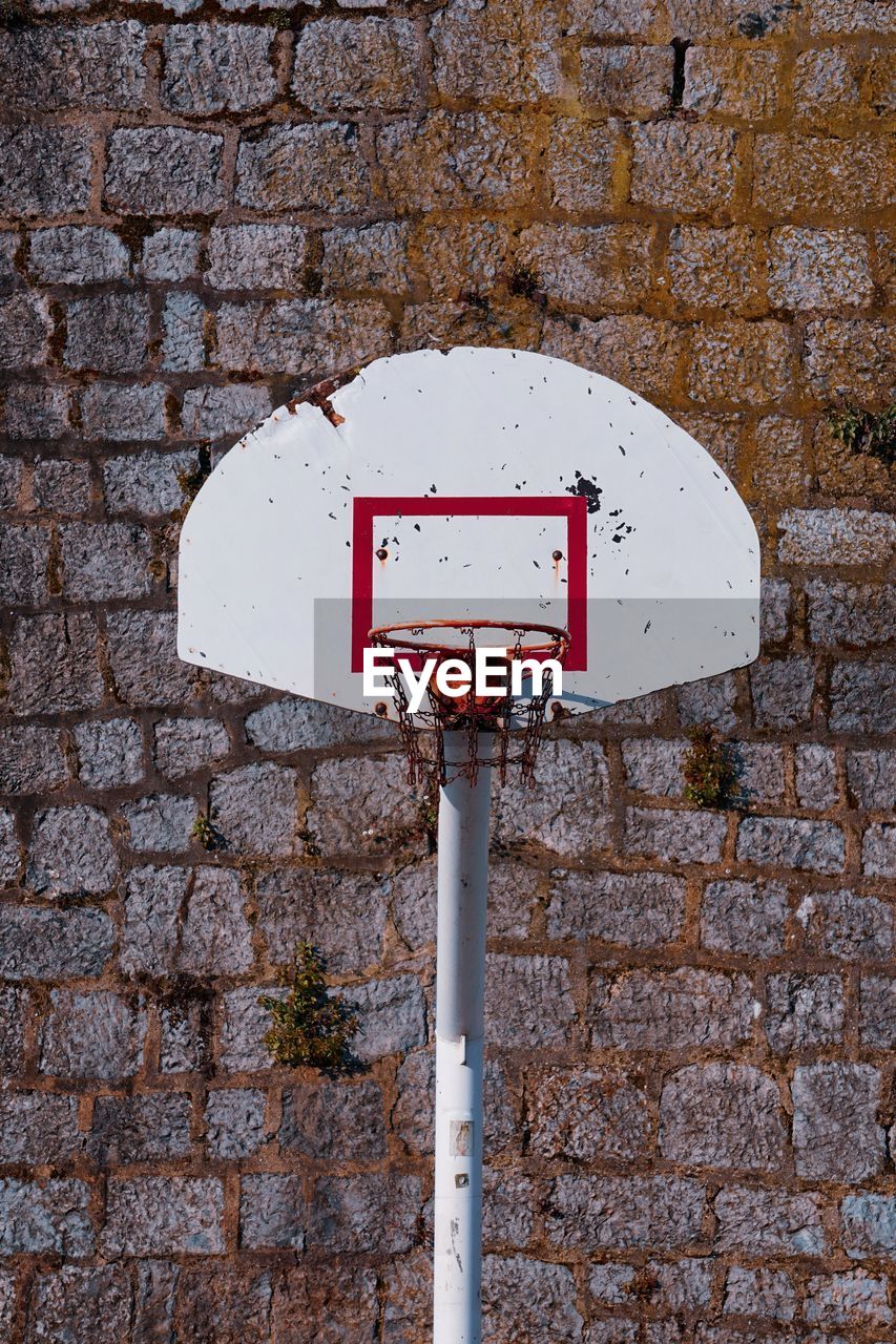 Old street basketball hoop, sports equipment