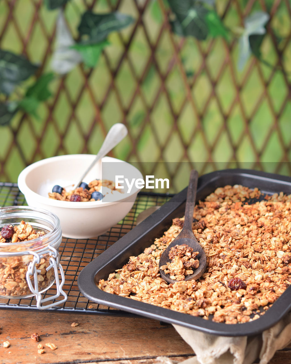 high angle view of food in bowls on table