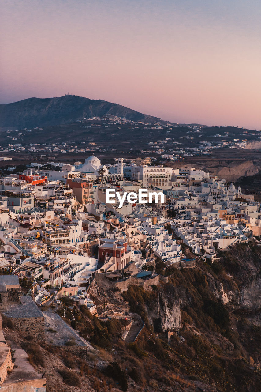 High angle view of town in city