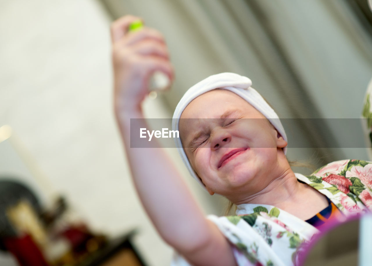 Tilt shot of girl at beauty spa