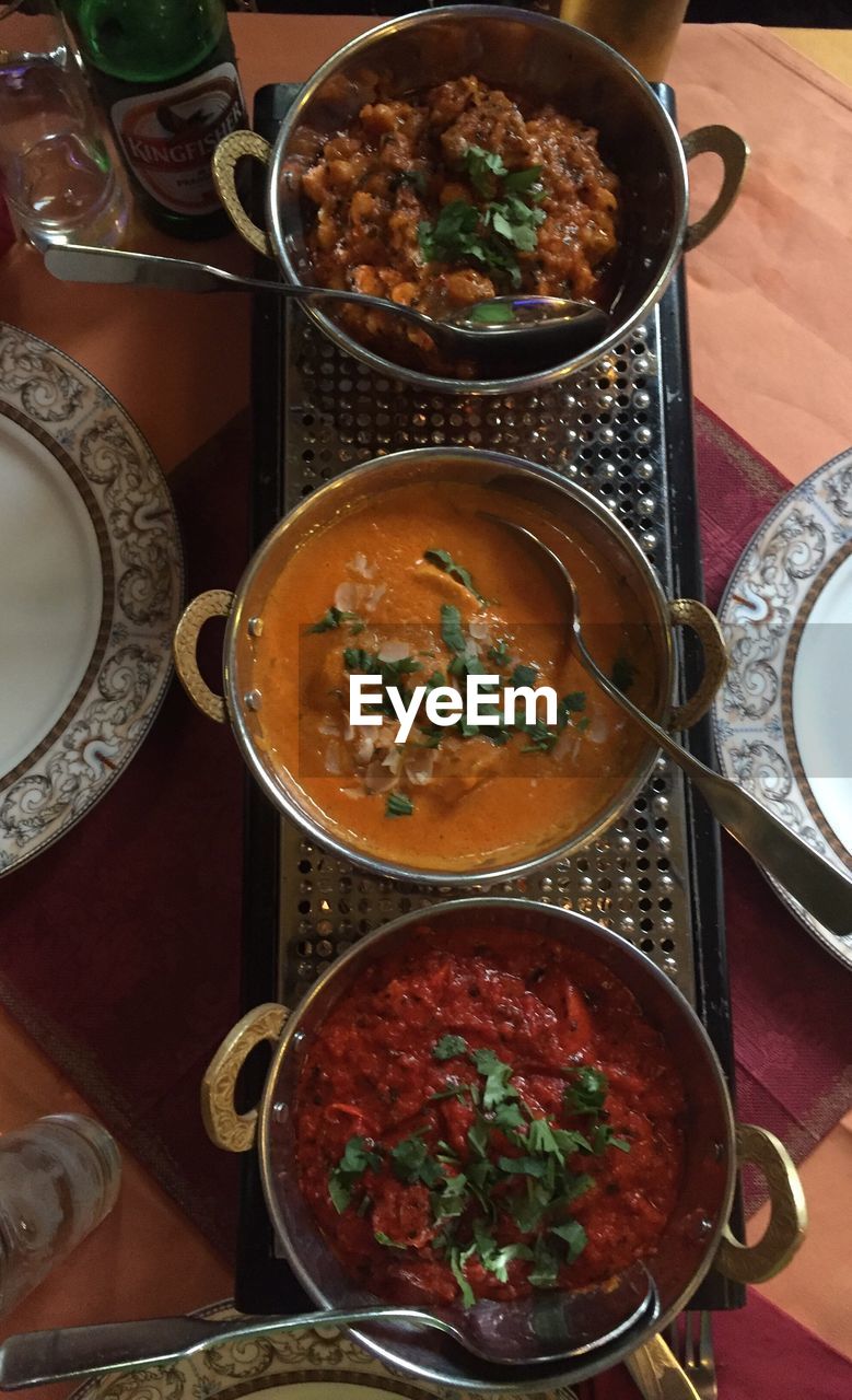 Close-up high angle view of food on table