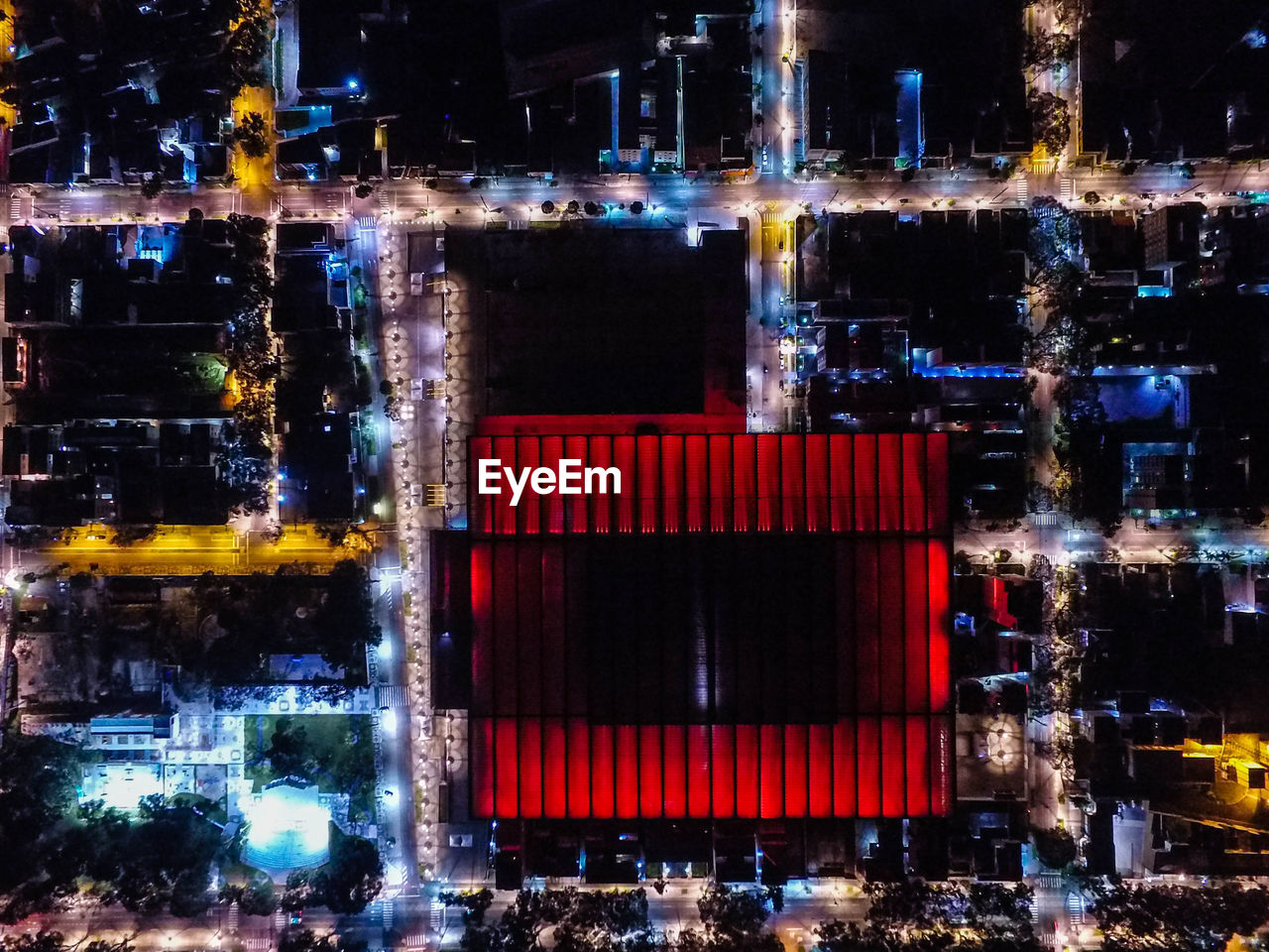 Illuminated city at night