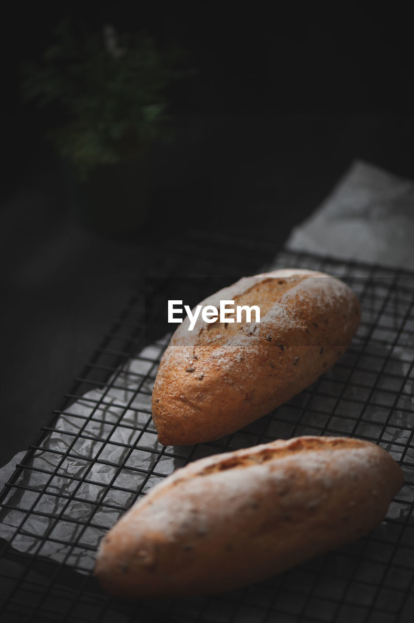 High angle view of bread on table