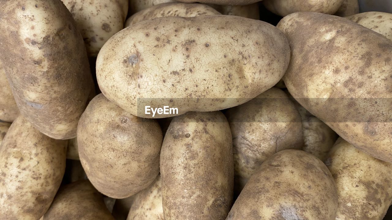 Russet potatoes close up