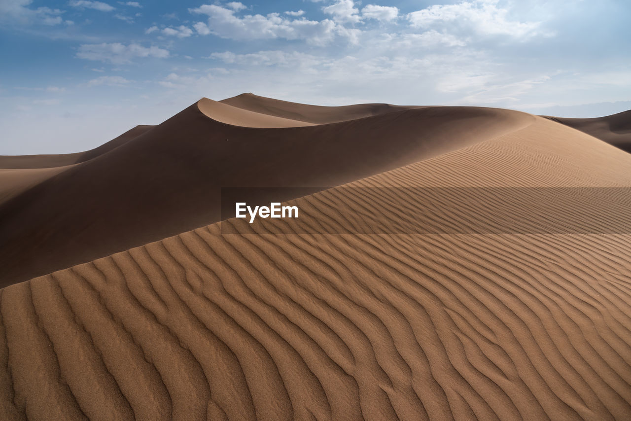 SCENIC VIEW OF SAND DUNES AGAINST SKY