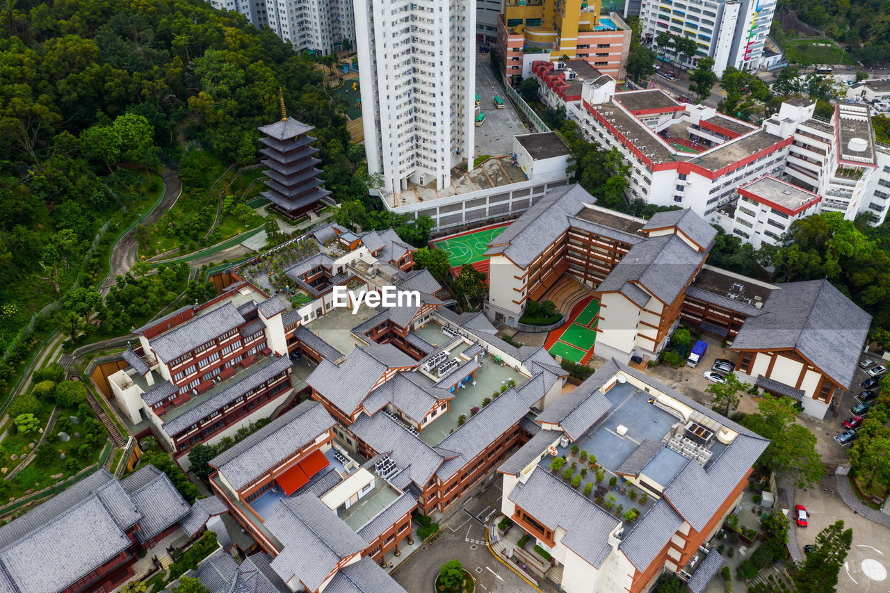 HIGH ANGLE VIEW OF BUILDINGS