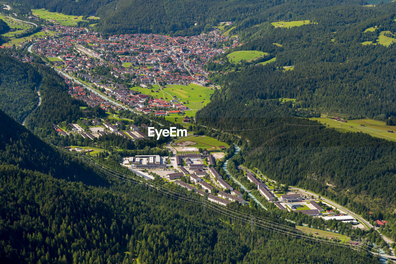 High angle view of agricultural field