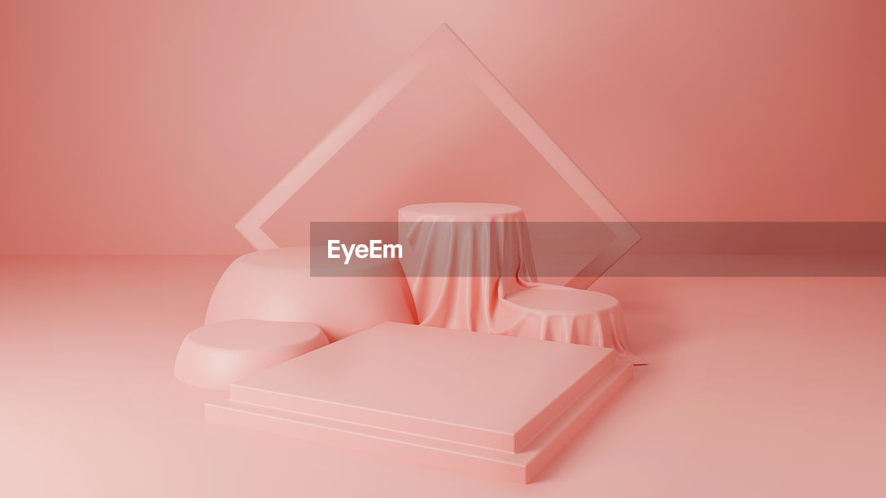 Tables against orange background