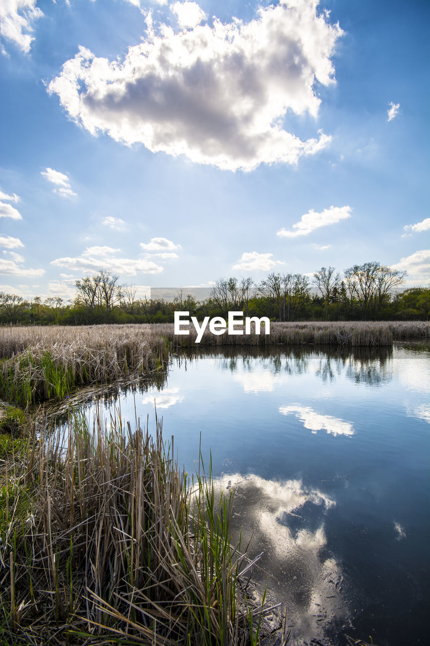 Scenic view of lake against sky