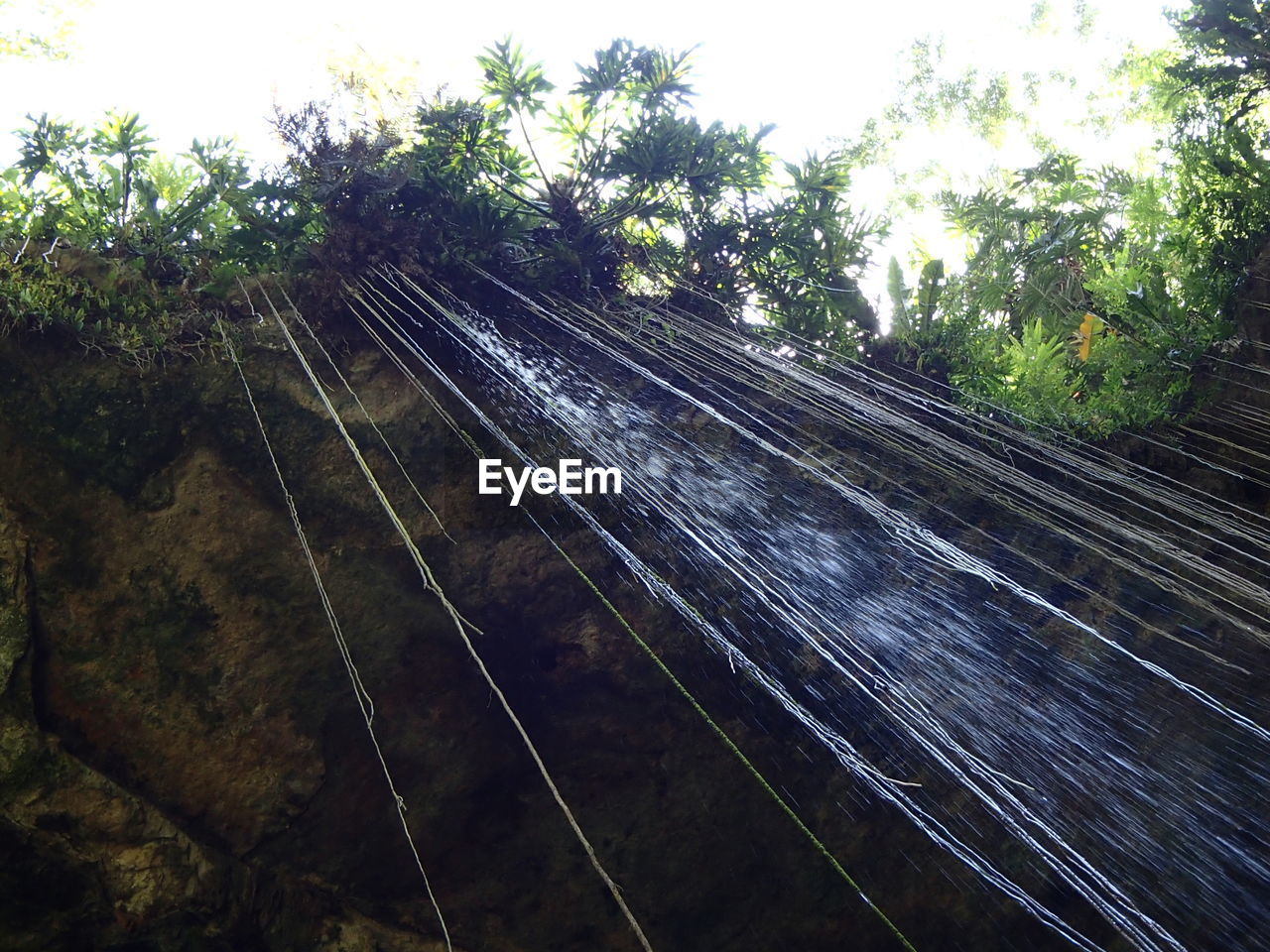 Low angle view of waterfall