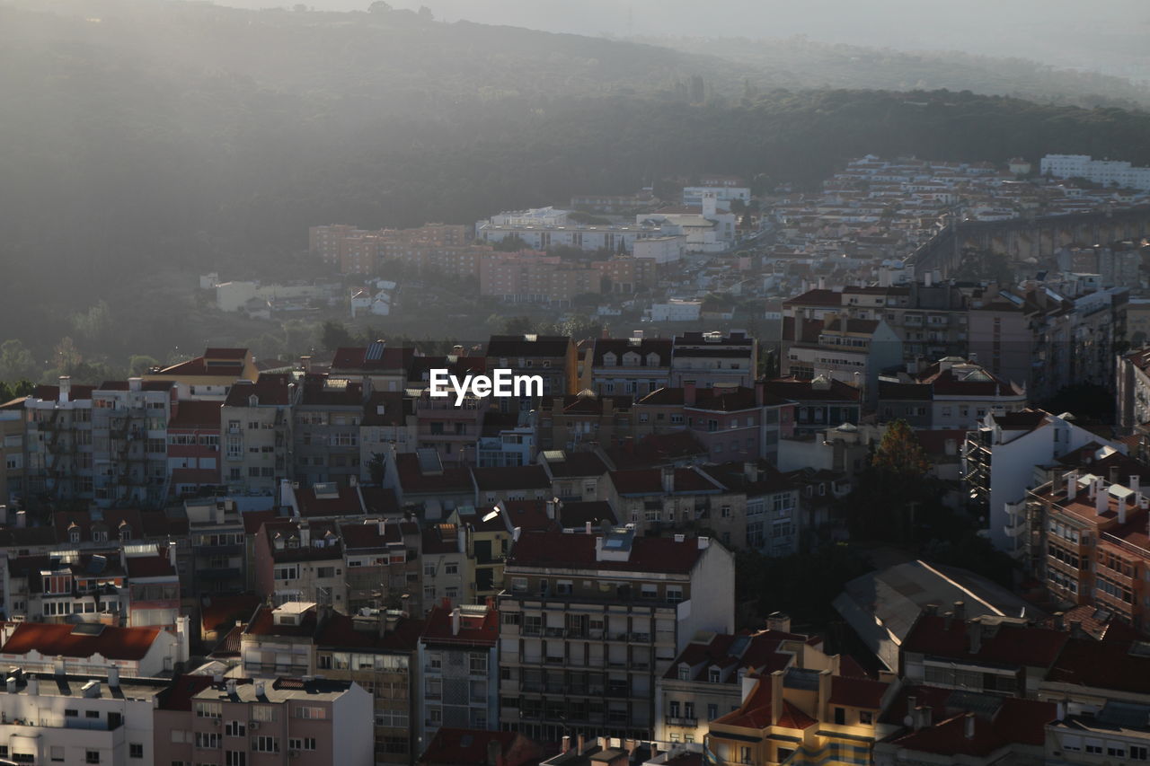 High angle shot of townscape