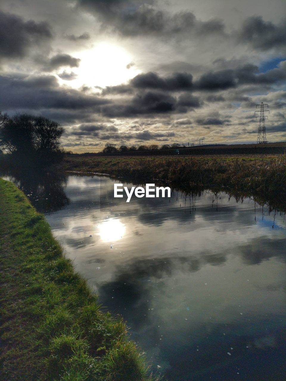 SCENIC VIEW OF LAKE AGAINST CLOUDY SKY