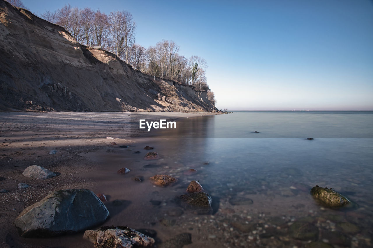 Scenic view of sea against clear sky