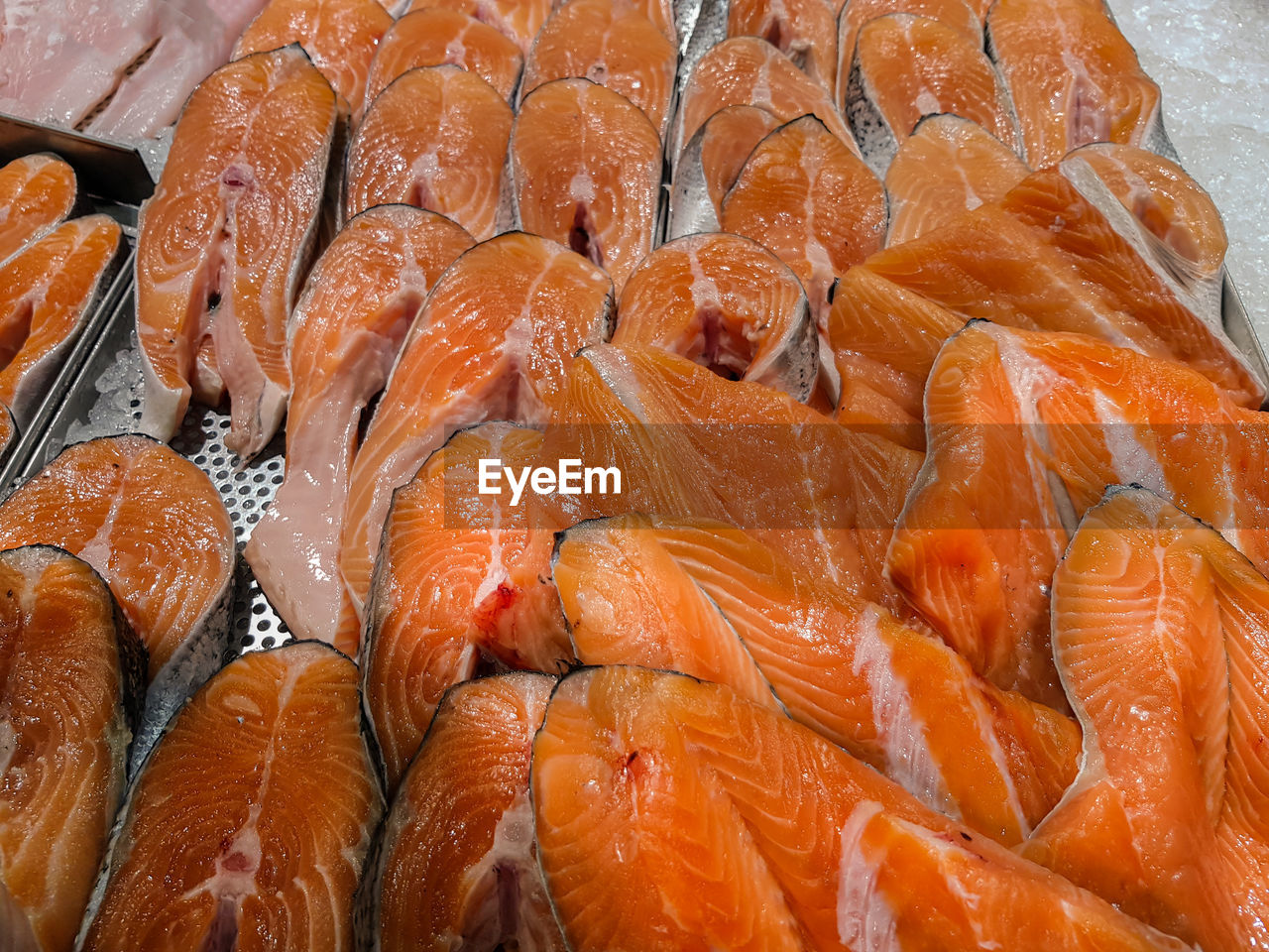 Fresh raw salmon steak for sale